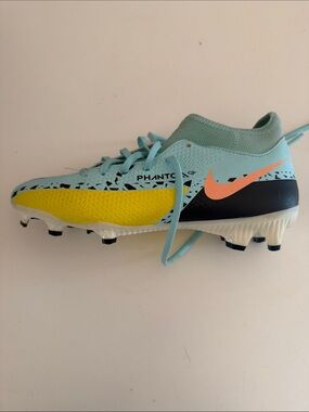 Nike Phantom GX Soccer Cleats in Aqua, Yellow & Coral